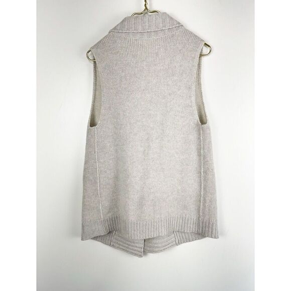 Duffy Cardigan Womens Cream Sz Small  Cashmere Vest Open Front Draped Sleeveless - Picture 3 of 6